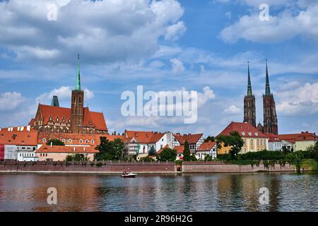 L'île de la Cathédrale avec St. Cathédrale de John à Wroclaw, Pologne Banque D'Images