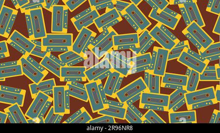 Texture sans coutures d'un ancien rétro hipster cassette audio de film musical antique sur un fond des années 70, 80, 90. L'arrière-plan Illustration de Vecteur