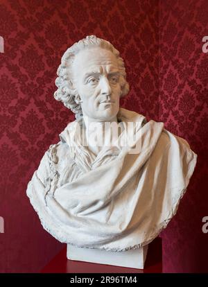 Buste du poète Vittorio Alfieri, 1749-1803, sculpteur Lamberto Goria, Palazzo Alfieri, Asti, Monferrato, Piémont, Italie Banque D'Images