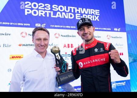 Portland, États-Unis. 24th juin 2023. DENNIS Jake (gbr), Avalanche Andretti Formula E, Spark-Porsche, Porsche 99X Electric, portrait lors de l'ePrix de Portland 2023 de Southwire, rencontre 9th du Championnat du monde de Formule E de la FIA ABB 2022-23, sur le circuit international de Portland de 22 juin au 24, 2023 à Portland, Etats-Unis d'Amérique - photo Julien Delfosse/DPPI crédit: DPPI Media/Alay Live News Banque D'Images