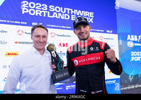 Portland, États-Unis. 24th juin 2023. DENNIS Jake (gbr), Avalanche Andretti Formula E, Spark-Porsche, Porsche 99X Electric, portrait lors de l'ePrix de Portland 2023 de Southwire, rencontre 9th du Championnat du monde de Formule E de la FIA ABB 2022-23, sur le circuit international de Portland de 22 juin au 24, 2023 à Portland, Etats-Unis d'Amérique - photo Julien Delfosse/DPPI crédit: DPPI Media/Alay Live News Banque D'Images