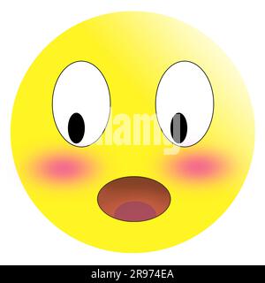 Emoticon embarrassé avec des joues rouges rougeâillées sur un arrière-plan blanc isolat Banque D'Images