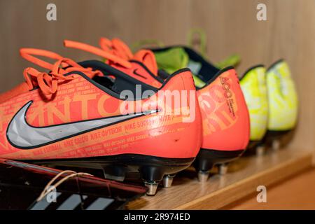 Vue générale du vestiaire de Fleetwood Town avant le match Sky Bet League 1 entre Fleetwood Town et Bristol Rovers au stade Highbury, FL Banque D'Images