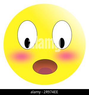Emoticon embarrassé avec des joues rouges rougeâillées sur un arrière-plan blanc isolat Banque D'Images
