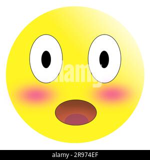 Emoticon embarrassé avec des joues rouges rougeâillées sur un arrière-plan blanc isolat Banque D'Images