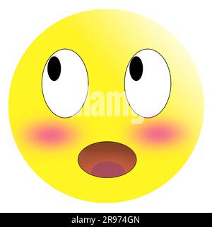 Emoticon embarrassé avec des joues rouges rougeâillées sur un arrière-plan blanc isolat Banque D'Images