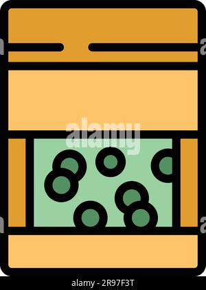 Icône de l'emballage de lentilles. Outline Lentil package Vector Icon for web design isolé sur fond blanc couleur plate Illustration de Vecteur