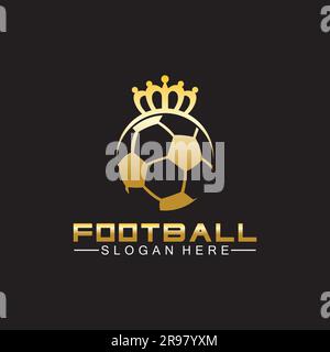 Logo King de football doré de qualité supérieure sur fond noir isolé Illustration de Vecteur