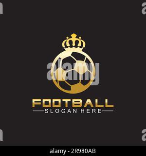 Logo King de football doré de qualité supérieure sur fond noir isolé Illustration de Vecteur