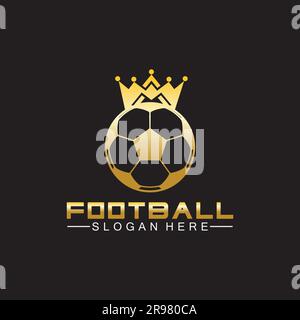 Logo King de football doré de qualité supérieure sur fond noir isolé Illustration de Vecteur