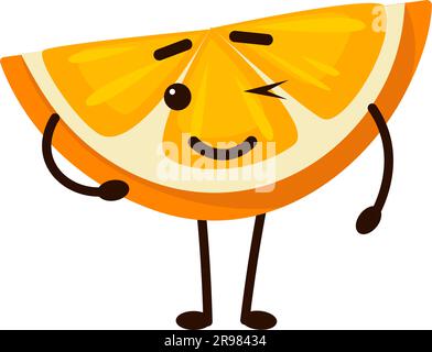 Motif émotiji ou personnage de tranche orange de dessin animé Illustration de Vecteur