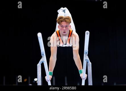 ROTTERDAM - Jordi Hagenaar en action pendant la finale masculine des Championnats nationaux de gymnastique à Ahoy. ANP IRIS VAN DEN BROEK pays-bas - belgique Out crédit: ANP/Alay Live News Banque D'Images