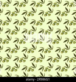 Motif sans couture avec branche d'olive et olives vertes Illustration de Vecteur