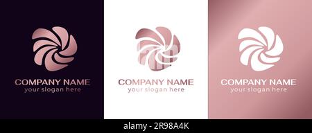 Logo rond en spirale. Ondulations élégantes et ondulantes de tissu. Modèle pour créer un design de luxe unique, logo, mode, studio, boutique, centre de spa. Vecteur Illustration de Vecteur