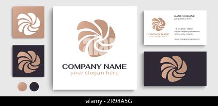 Logo rond en spirale. Ondulations élégantes et ondulantes de tissu. Modèle pour créer un design de luxe unique, logo, mode, studio, boutique, centre de spa. Vecteur Illustration de Vecteur