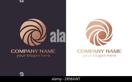 Logo rond en spirale. Ondulations élégantes et ondulantes de tissu. Modèle pour créer un design de luxe unique, logo, mode, studio, boutique, centre de spa. Vecteur Illustration de Vecteur