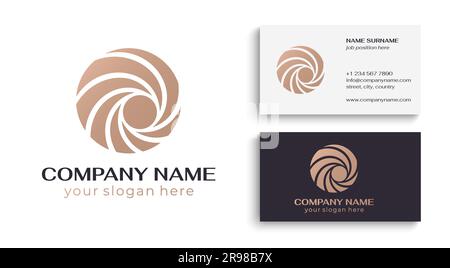 Logo rond en spirale. Ondulations élégantes et ondulantes de tissu. Modèle pour créer un design de luxe unique, logo, mode, studio, boutique, centre de spa. Vecteur Illustration de Vecteur