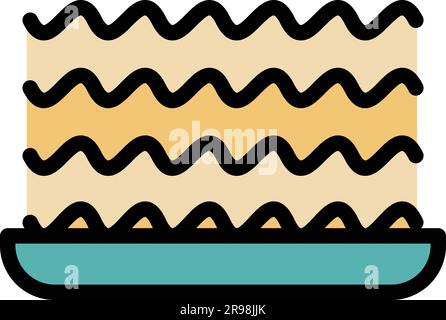 Vecteur de contour de l'icône spaghetti lasagna. Pâtes lasagnes. Plats italiens Illustration de Vecteur