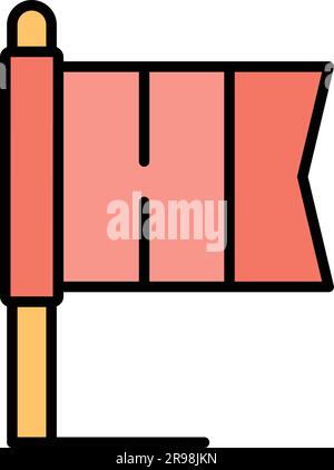 Vecteur de contour d'icône de drapeau italien. Fabriqué en Italie. Couleur du ruban plat Illustration de Vecteur