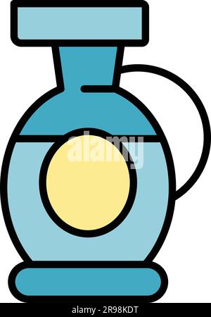 Vecteur de contour d'icône de parfum italien. Italie olive. Bouteille d'huile de couleur plate Illustration de Vecteur