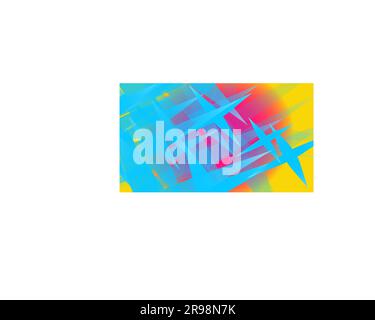 Texture de bleu transparent abstrait volumétrique magie à la mode de diverses formes de lumière espace aérien étoiles sculptées sur un fond jaune et copie Illustration de Vecteur