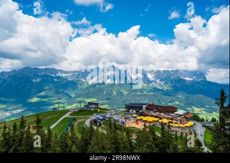 Vue panoramique sur le Wilder Kaiser à Ellmau, Autriche sur 26 mai 2023 Banque D'Images