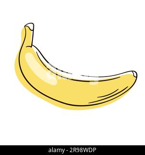 Icône banane isolée sur fond blanc. Ligne, contour, contour. Illustration vectorielle à plat dessinée à la main. Illustration de Vecteur