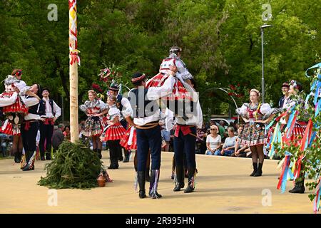 Brno - Bystrc, République tchèque, 24 juin 2023. Festivités traditionnelles de la fête de la République tchèque. Fête de la nourriture et des boissons. Filles Banque D'Images