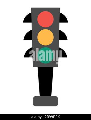 Icône de feux de circulation vectoriels. Route rue panneau clipart. Joli signal lumineux d'arrêt d'autoroute isolé sur fond blanc Illustration de Vecteur