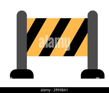 Panneau d'interdiction de passage du site de construction Vector. Barrière de stripie jaune et noire. Icône de zone travaux sur route. Panneau stop isolé sur fond blanc Illustration de Vecteur