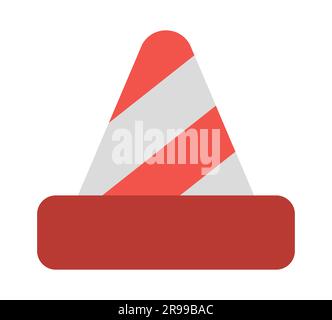 Cône vectoriel. Panneau d'interdiction de passage de chantier. Barrière strippy rouge et blanche. Icône de zone travaux sur route. Panneau stop isolé sur fond blanc Illustration de Vecteur