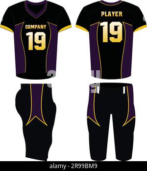 American football Uniform Mock ups Templates vue avant et arrière entièrement modifiable Illustration de Vecteur