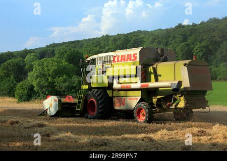 Travaux agricoles. Récolte en Lorraine. Région du Grand est, France Banque D'Images