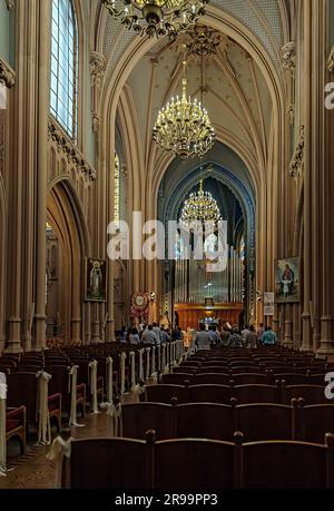 L'intérieur de la rue Cathédrale catholique de Nicholas, Maison d'orgue et de musique de chambre à Kiev, Ukraine avant l'accident Banque D'Images