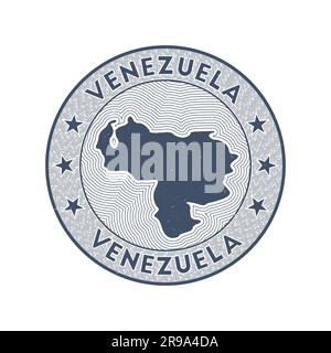 Venezuela rond badge vecteur. Timbre rond de pays avec forme de Venezuela, isolignes et nom circulaire du pays. Emblème incroyable. Magnifique vecteur illust Illustration de Vecteur