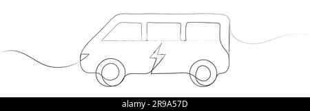 Une voiture électrique utilise de l'énergie verte. Illustration moderne linéaire Illustration de Vecteur