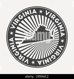Logo rond Virginia. Badge de voyage vintage avec le nom circulaire et la carte de l'état américain, illustration vectorielle. Illustration de Vecteur