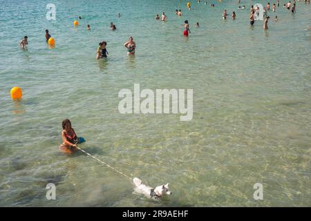 La plage des Catalans, l'une des plages les plus populaires de Marseille Banque D'Images