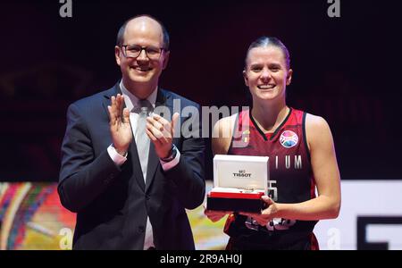 Ljubljana, Slovénie. 25th juin 2023. Julie Vanloo, de Belgique, photographiée après le dernier match de basket-ball entre l'équipe féminine nationale belge « les chats belges » et l'Espagne, à Ljubljana, en Slovénie, le dimanche 25 juin 2023, aux Championnats d'Europe FIBA Women Eurobasket 2023 en Israël et en Slovénie. C'est la toute première finale pour la Belgique. BELGA PHOTO VIRGINIE LEFOUR crédit: Belga News Agency/Alay Live News Banque D'Images