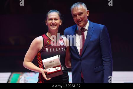 Ljubljana, Slovénie. 25th juin 2023. Emma Meesseman, de Belgique, photographiée après le dernier match de basket-ball entre l'équipe nationale belge des femmes « les chats belges » et l'Espagne, à Ljubljana, en Slovénie, le dimanche 25 juin 2023, aux Championnats d'Europe FIBA Women Eurobasket 2023 en Israël et en Slovénie. C'est la toute première finale pour la Belgique. BELGA PHOTO VIRGINIE LEFOUR crédit: Belga News Agency/Alay Live News Banque D'Images