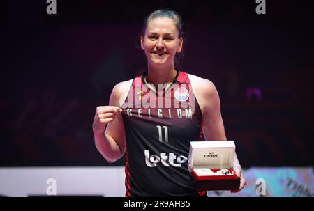 Ljubljana, Slovénie. 25th juin 2023. Emma Meesseman, de Belgique, photographiée après le dernier match de basket-ball entre l'équipe nationale belge des femmes « les chats belges » et l'Espagne, à Ljubljana, en Slovénie, le dimanche 25 juin 2023, aux Championnats d'Europe FIBA Women Eurobasket 2023 en Israël et en Slovénie. C'est la toute première finale pour la Belgique. BELGA PHOTO VIRGINIE LEFOUR crédit: Belga News Agency/Alay Live News Banque D'Images