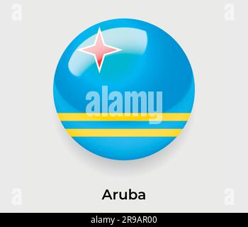 Aruba drapeau brillant bulle cercle forme ronde icône vecteur illustration verre Illustration de Vecteur