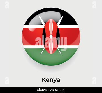 Kenya drapeau brillant bulle cercle forme ronde icône vecteur illustration verre Illustration de Vecteur