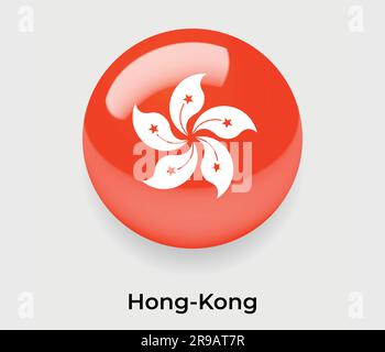 Hong Kong drapeau brillant bulle cercle forme ronde icône vecteur illustration verre Illustration de Vecteur