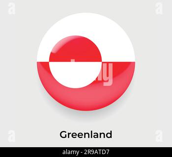 Groenland drapeau brillant bulle cercle forme ronde icône vecteur illustration verre Illustration de Vecteur