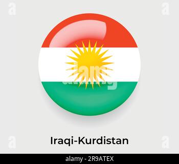 Drapeau glacé iraquien Kurdistan bulle cercle forme ronde icône vecteur illustration verre Illustration de Vecteur