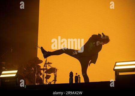 Vienne, Autriche. 25 juin 2023. Le chanteur irlandais/américain Michael Patrick „Paddy“ Kelly sur la scène principale de la 40th „Donauinselfest“ de, interprétant ses chansons les plus connues avec un groupe. ©Andreas Stroh Banque D'Images