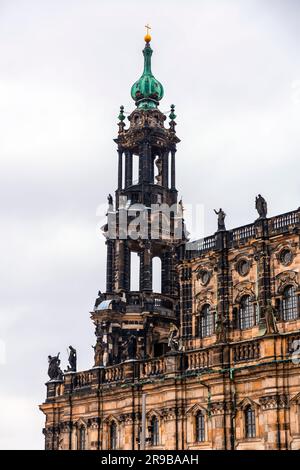 Détail de la cathédrale de la Sainte Trinité, Katolische Hofkirche dans la vieille ville de Dresde, Allemagne. Banque D'Images