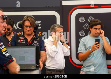 Lisbonne, Portugal. 25th juin 2023. David Coulthard, ancien pilote de Formule 1, avec Red Bull RB7 Formule 1 lors d'un Red Bull Showrun à Lisbonne. Crédit : SOPA Images Limited/Alamy Live News Banque D'Images