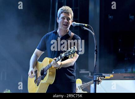 Noël Gallagher en concert à l'amphithéâtre FirstBank sur 25 juin 2023 à Franklin, TN. Les photos de Noel Gallagher ne peuvent être utilisées qu'à des fins éditoriales pour le groupe jouant en direct. AUCUN droit de reproduire le matériel sous forme d'affiche ou d'épinglette à vendre, à distribuer gratuitement ou à être exploité de quelque manière que ce soit, Séparément ou en tant que partie d'une publication est par les présentes accordée ou implicite, et aucun matériel découlant de ladite session ne peut être reproduit dans toute publication consacrée exclusivement ou principalement à l'artiste, à moins que l'autorisation préalable ait été obtenue de Noel gal Banque D'Images